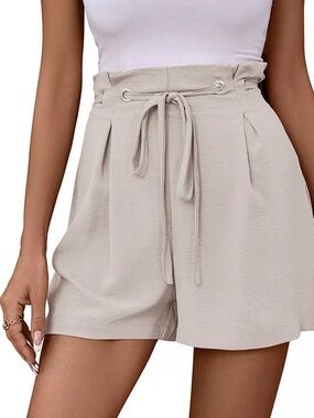 Kohl's High-Waist Paperbag Tie-Front Shorts - Beige